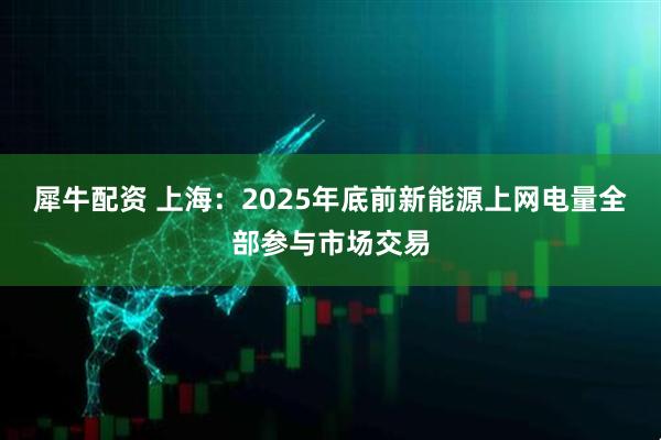 犀牛配资 上海：2025年底前新能源上网电量全部参与市场交易